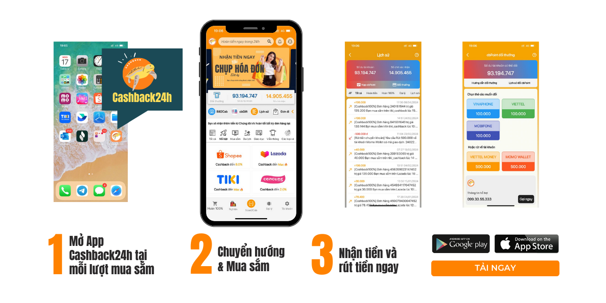 CashBack cùng 3 tốt