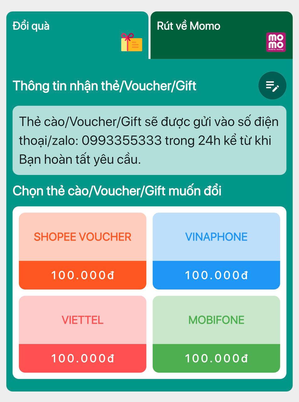 Chọn mệnh giá thẻ muốn rút